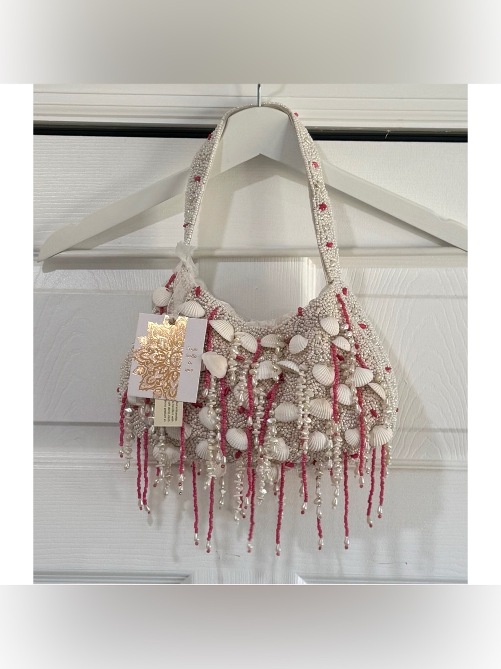 NWT VIRAL Beaded Shell Handbag Made In India